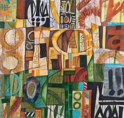 Tea Towel #1 by Cedric Cox, 18x18 inches, acrylic on linen