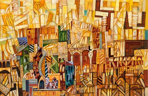 Golden View by Cedric Cox, 36x20 inches, acrylic on stretched canvas