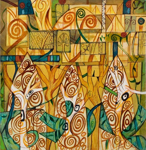 Sacred Trees #2 by Cedric Cox, 18x18 inches, acrylic on linen