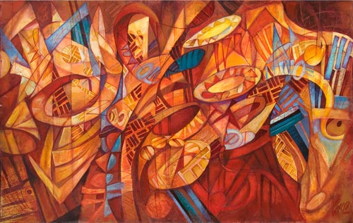 Tribal Convictions by Cedric Cox, 73x51 inches, acrylic on canvas