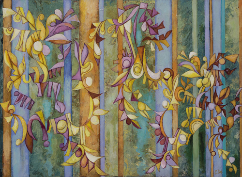 Figs Dancing, by Cedric Micahel Cox 22 x 30 inches, acrylic on canvas
