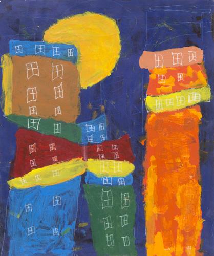 Item # 2 Acrylic on primed paper  dry mounted to  foam core