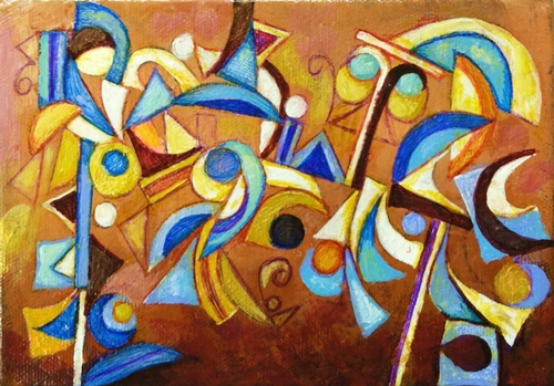 Talking Blues 5 x 7 inches acrylic on canvas