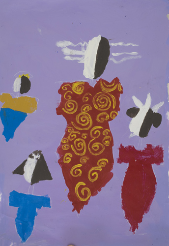 Item # 13 Mask People acrylic on paper 12 x 17 inches