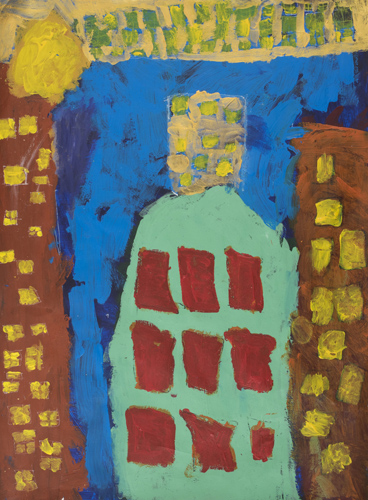 Item # 14 Buildings acrylic on paper 17 x 22 inches
