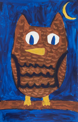 Item # 22 the Owl acrylic on paper 12 x 15 inches