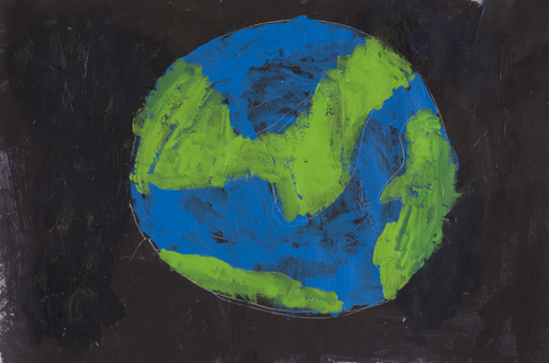 Item # 7 the world of Earth acrylic on paper 12 x 17 inches