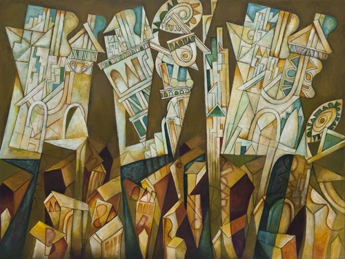 Beginnings, 30 x 40 inches, acrylic on stretched canvas