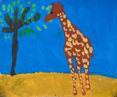  1st grade 11”x13 Acrylic on paper Artwork inspired by students’ favorite animal 