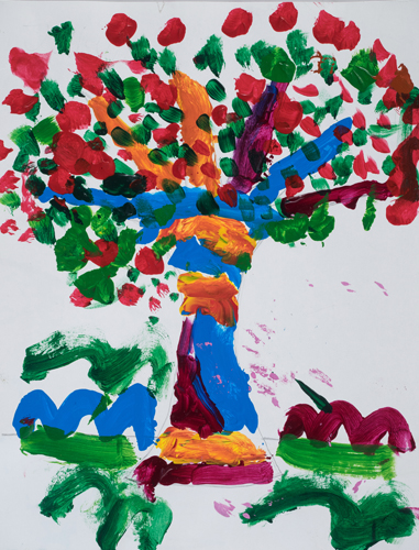 K “The Colorful Tree” 10”x 8” Acrylic on paper 