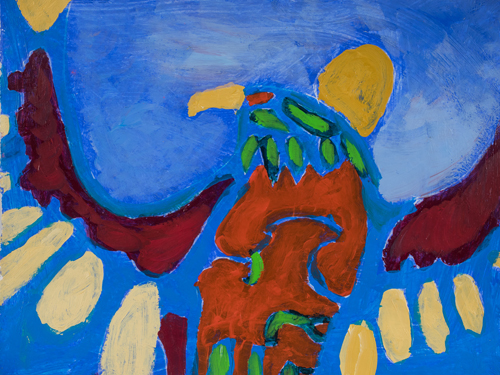  3rd grader “ The Magic Eagle ” 10”x13” Acrylic on paper Artwork inspired Native American Woodland art 