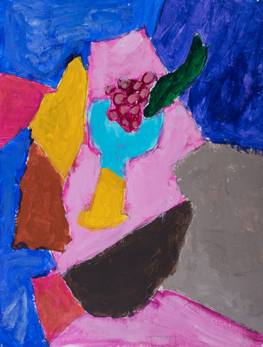 Item No. 4th grader “ The Fruit Dish” 10”x8” Acrylic on paper Artwork inspired by the Spanish cubist painter Juan Gris 