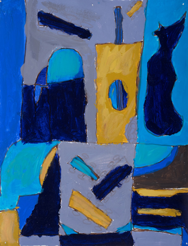 Item No. 5th grader “Blue Room” 10”x8” Acrylic on paper Artwork inspired by the Spanish cubist painter Juan Gris 