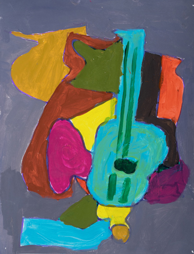  4th grader “ Guitar in the Room” 10”x8” Acrylic on paper Artwork inspired by the Spanish cubist painter Juan Gris 