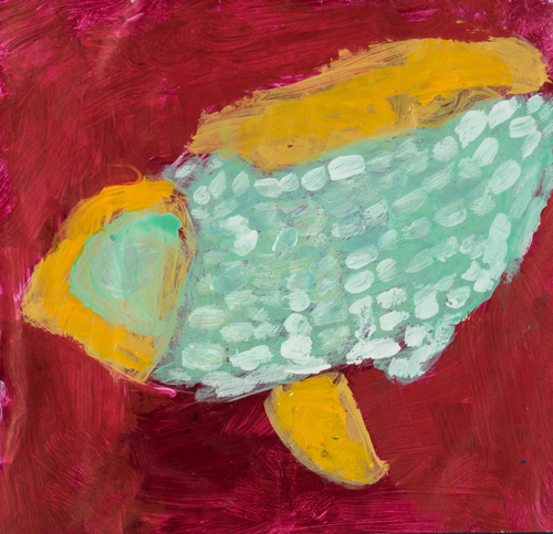 Item No. 8 Acrylic on paper 11.5 x 11.5 inches 3rd Grader at  St. Francis Seraph School 