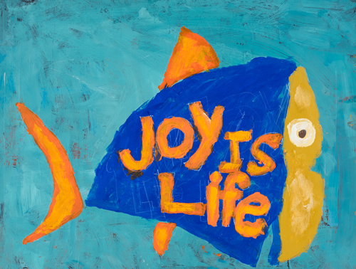 Item No. 18 Acrylic on paper  16 x 23 inches 5th Grader at  St. Francis Seraph School 