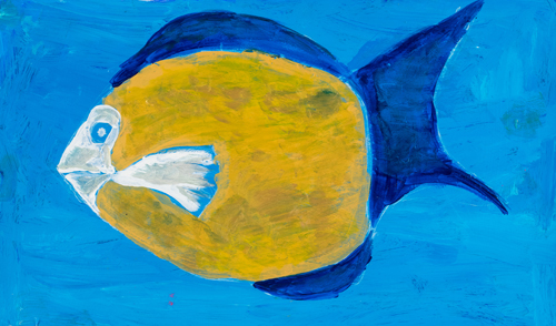 Item No.11 Acrylic on paper 13 x 22 inches 6th Grader at  St. Francis Seraph School 